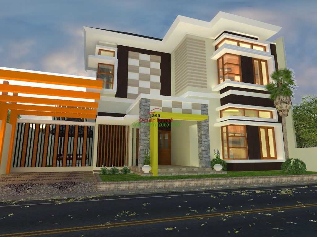 Rumah Mewah 2 Lantai Dengan Gazebo Minimalis di Taman Samping Rumah